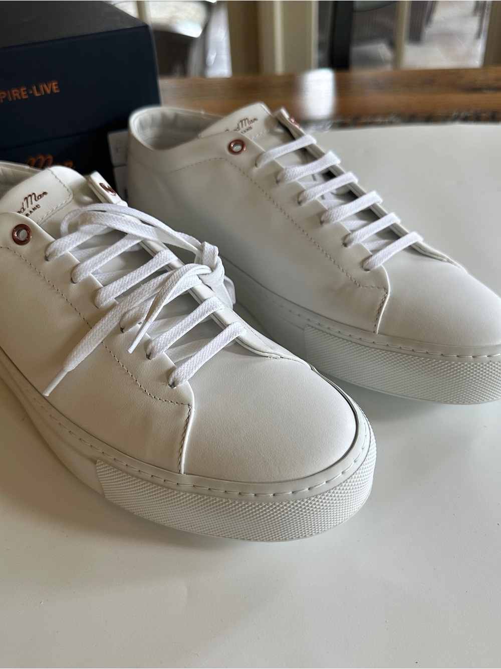 Good Man Brand Edge White Leather Lace-Up Low Top Sneaker Men's US 10.5